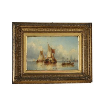 art, Italian art, Italian nineteenth century painting, Charles John De Lacy, Dutch ships, Charles John De Lacy