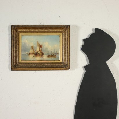 Kunst, Italienische Kunst, Italienische Malerei des 19. Jahrhunderts, Charles John De Lacy, Niederländische Schiffe, Charles John De Lacy