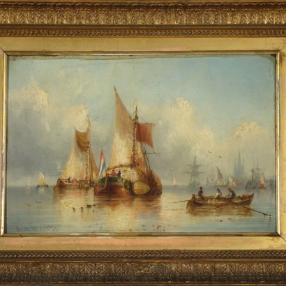 art, Italian art, Italian nineteenth century painting, Charles John De Lacy, Dutch ships, Charles John De Lacy