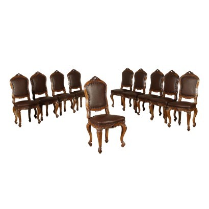 antique, chaise, chaises antiques, chaise antique, chaise italienne antique, chaise antique, chaise néoclassique, chaise du XIXe siècle, Groupe de dix chaises de style baroque