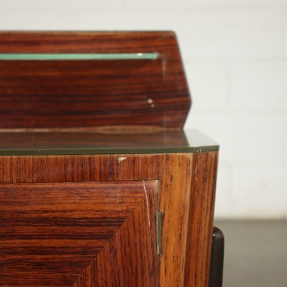 Pair Of Bedside Tables Veneered Wood Glass Italy 1950s 1960s