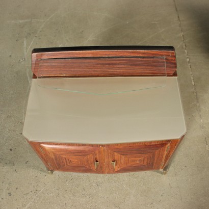 Pair Of Bedside Tables Veneered Wood Glass Italy 1950s 1960s