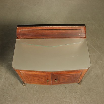 Pair Of Bedside Tables Veneered Wood Glass Italy 1950s 1960s