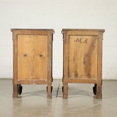 Pair of Charles X Bedside Tables Silver Fir Walnut Italy 19th Century