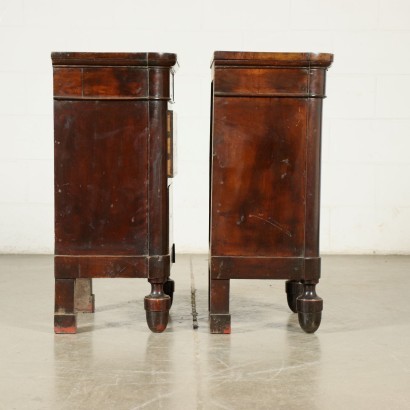 Pair of Charles X Bedside Tables Silver Fir Walnut Italy 19th Century