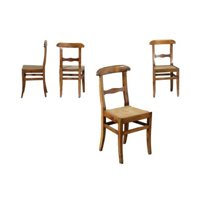 Group of 4 Louis Philippe Chairs Walnut - Italy XIX Century