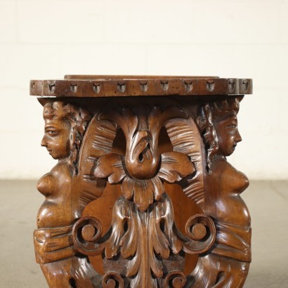 Pair of Neo Baroque Stools Walnut Italy 19th Century