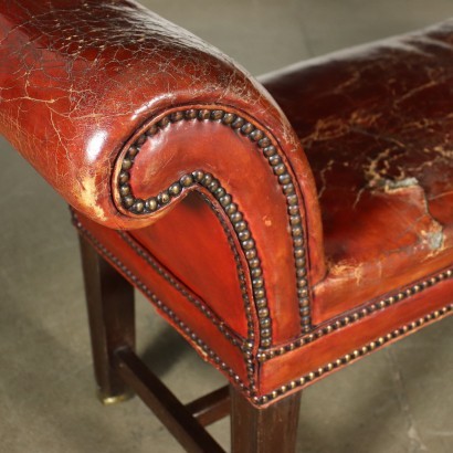 Leather English Sofa Mahogany Brass England 19th Century