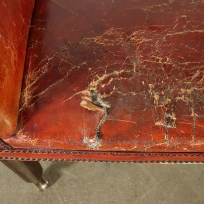 Leather English Sofa Mahogany Brass England 19th Century