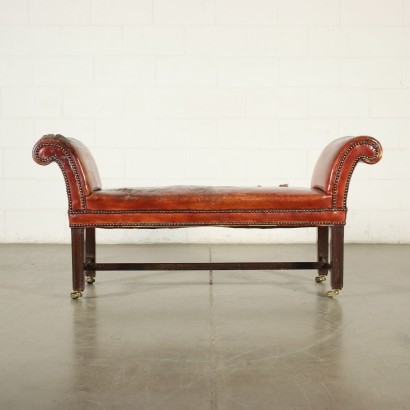 Leather English Sofa Mahogany Brass England 19th Century