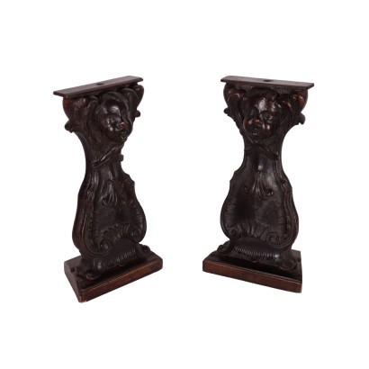 Pair Of Carvings Wood Italy 18th Century