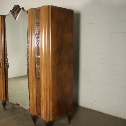 Liberty Wardrobe Walnut Mirror Italy 20th Century