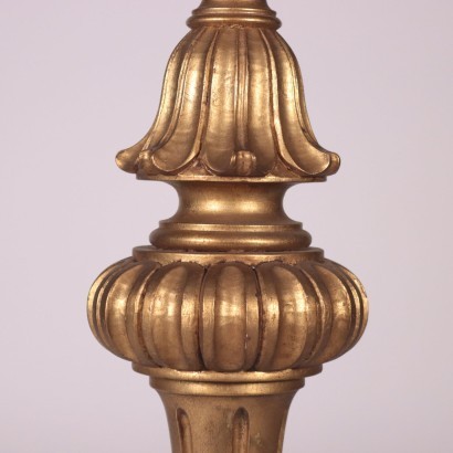 Revival Torch Holder Gilded Wood Carved Wood Italy 20th Century