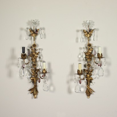 Pair of Revival Wall Lights Gilded Bronze Shear Plate 20th Century