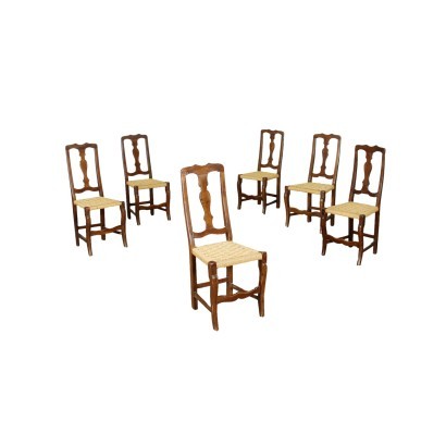 antiguo, silla, sillas antiguas, silla antigua, silla italiana antigua, silla antigua, silla neoclásica, silla del siglo XIX, grupo de seis sillas modenesas