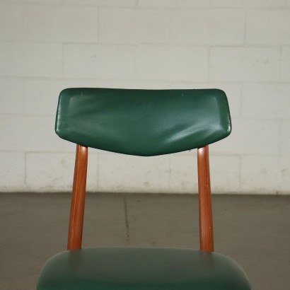 Group Of Four Chairs Wood Skai Italy 1960s