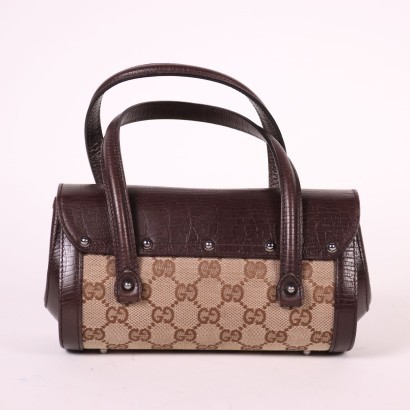 Gucci Monograme Bamboo Bullet Bag Leather Canvas Italy