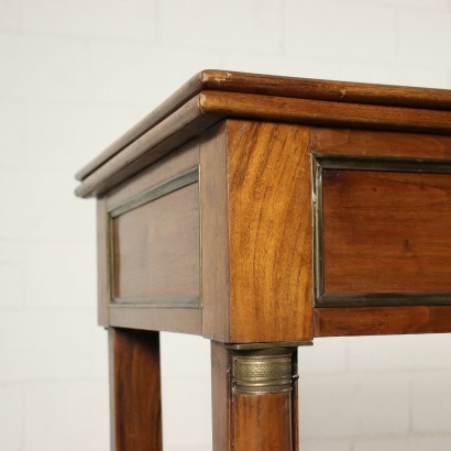 Empire Writing Desk Walnut Brass - Italy XIX Century