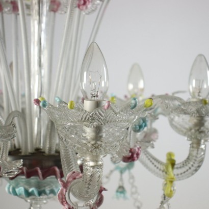 Chandelier Blown Glass Coloured Glass Murano Italy 20th Century