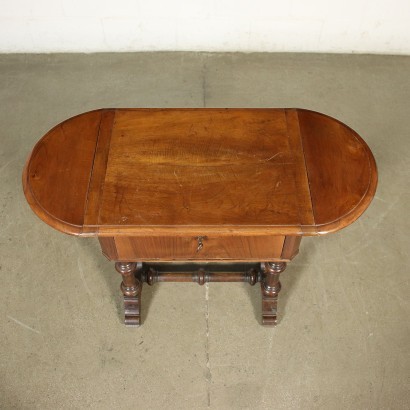 Small Working Table Walnut Veneer Italy 19th Century