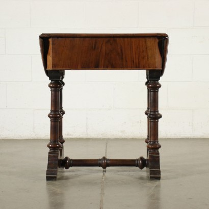 Small Working Table Walnut Veneer Italy 19th Century