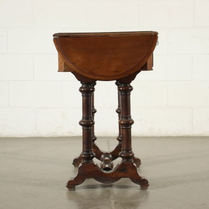 Small Working Table Walnut Veneer Italy 19th Century