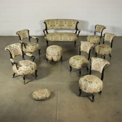 Antik, Stuhl, antike Stühle, antiker Stuhl, antiker italienischer Stuhl, antiker Stuhl, neoklassischer Stuhl, Stuhl aus dem 19. Jahrhundert, Gruppe von vier Napoleon III Stühlen