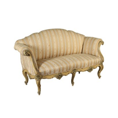 Barocchetto Revival Sofa, Carved Wood, Italy 20th Century