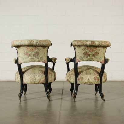 Pair of Napoleon III Armchairs Gilded Bronze Italy 19th Century