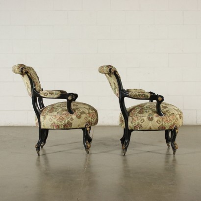 Pair of Napoleon III Armchairs Gilded Bronze Italy 19th Century