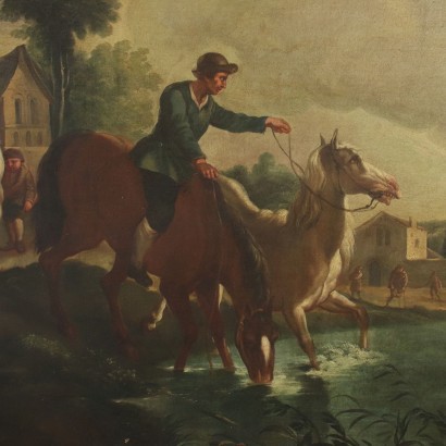 Chevaux Huile sur Toile Italie XVIII Siècle