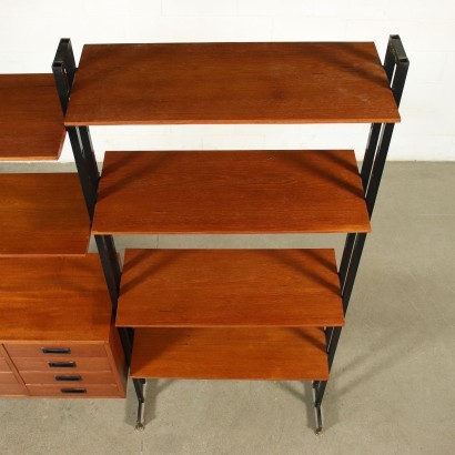 Bookcase Teak Veneer Enamelled Metal Italy 1950s 1960s