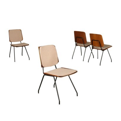 Group Of Four Chairs Osvaldo Borsani Tecno Plywood Italy 1950s 1960s
