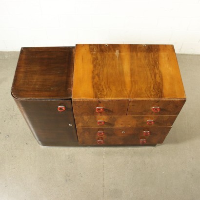 Dresser Burl Veneer Stained Poplar Metal Italy 1930s 1940s