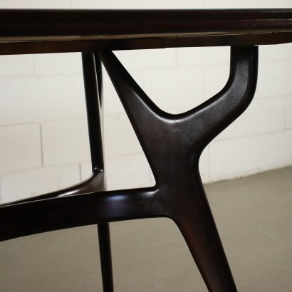 Table Ebony Stained Beech Back-Treated Glass Italy 1950s