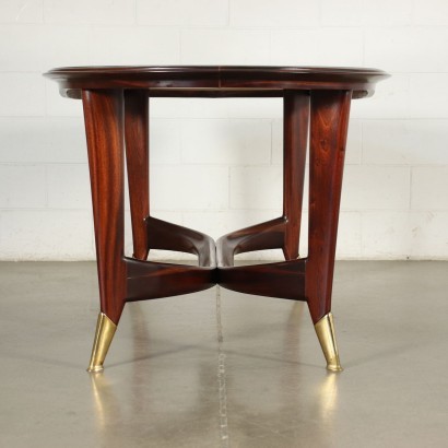 Table Mahogany Brass Back-Treated Glass Italy 1950s