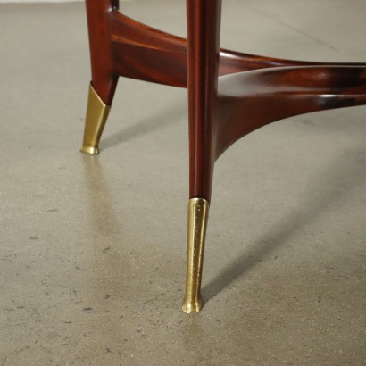 Table Mahogany Brass Back-Treated Glass Italy 1950s