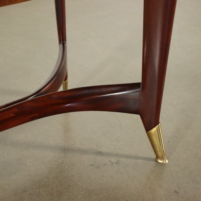 Table Mahogany Brass Back-Treated Glass Italy 1950s