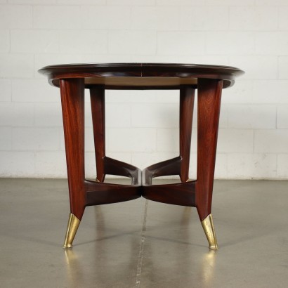 Table Mahogany Brass Back-Treated Glass Italy 1950s