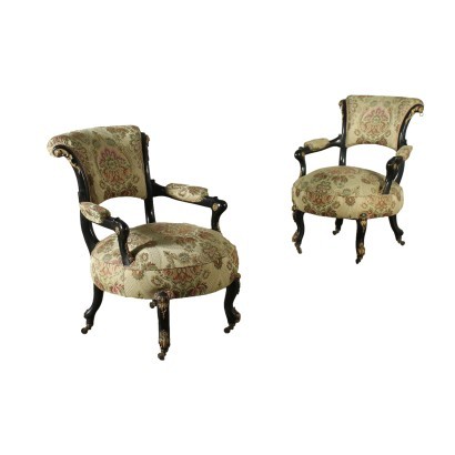 Antik, Sessel, antike Sessel, antiker Sessel, antiker italienischer Sessel, antiker Sessel, neoklassischer Sessel, Sessel aus dem 19. Jahrhundert, Paar Napoleon III Sessel