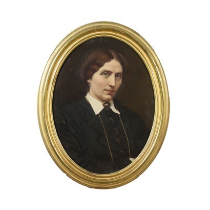 Female Portrait Oil On Canvas 19th Century