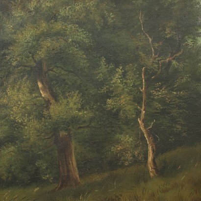 Landscape With Hunters Oil On Canvas 19th Century