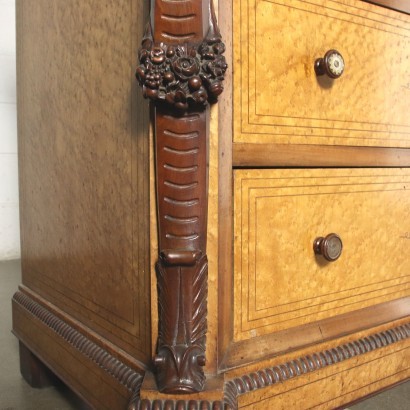 Chest Of Drawers Charles X Mahogany Cherry Maple Marble Italy Mid 1800