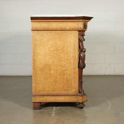 Chest Of Drawers Charles X Mahogany Cherry Maple Marble Italy Mid 1800