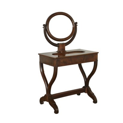 Restoration Walnut Vanity With Mirror Italy 19th Century