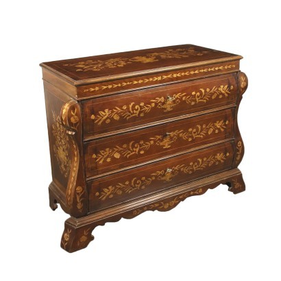 Commode de Style Hollandais - Noyer Érable Sapin Italie XX Siècle