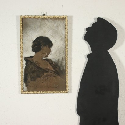 Weibliches Porträt Mischtechnik auf Papier Italien XIX Jhd