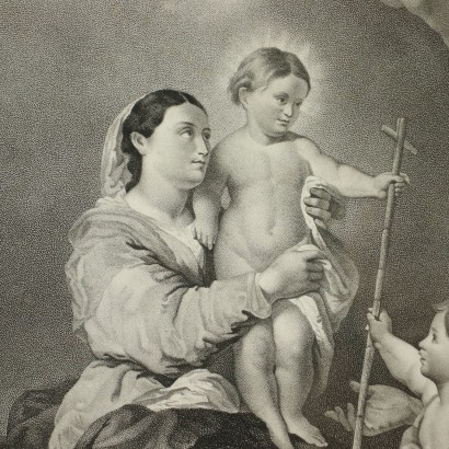 The Virgin Of Seville (or The Saint Family) Etching 19th Century