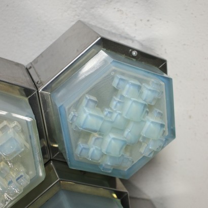 Lamp Poliarte Chromed Aluminium Metal Glass Italy 1960s 1970s