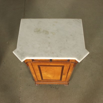 Paire de Tables de Chevet Umbertine Merisier Marbre - Italie XIX S